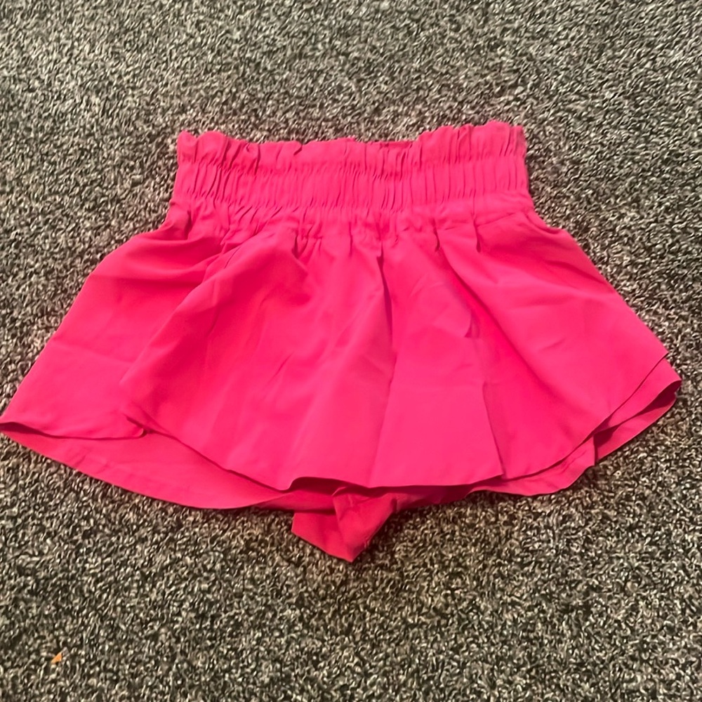 Hot pink Vanilla star ruffled skirt with shorts